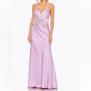 New Mac Duggal Sz 4 Rhinestone Bow Cami Draped Trumpet Gown 68144